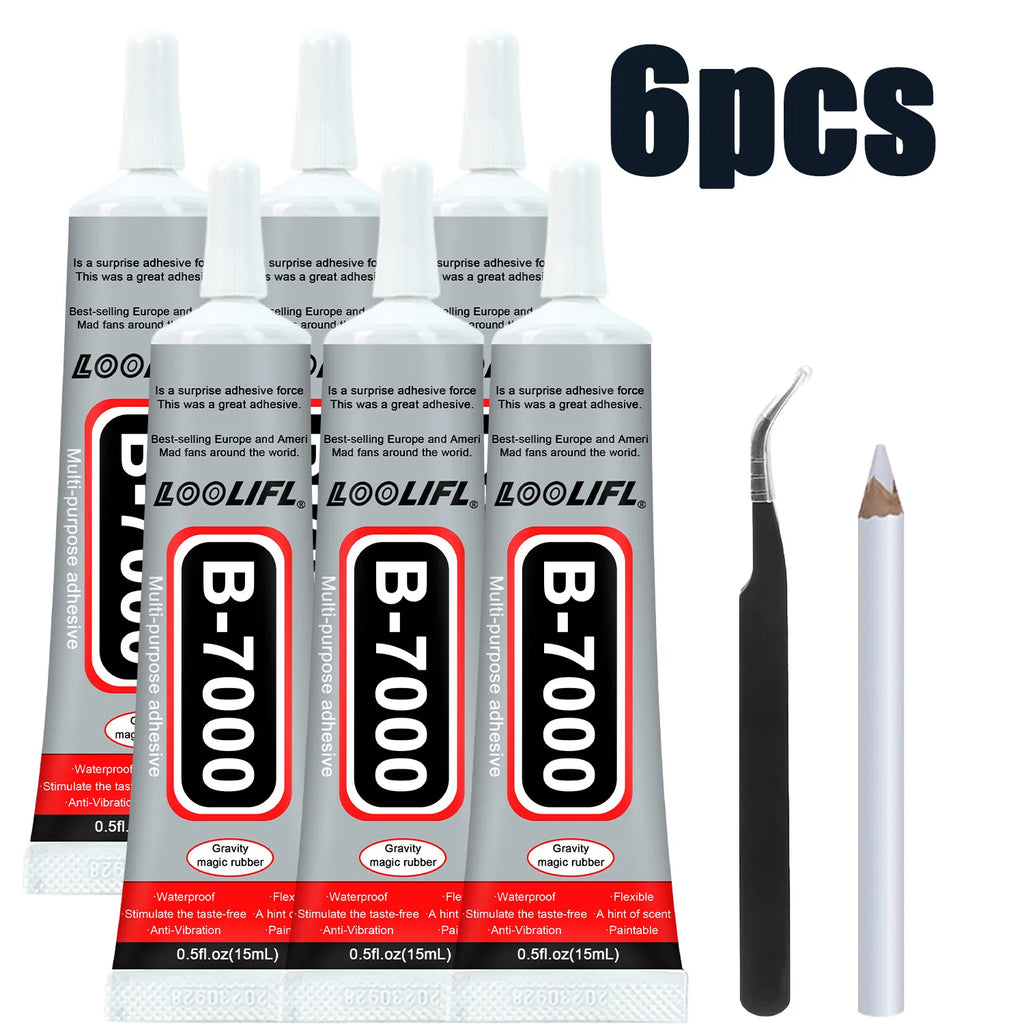 B-7000 Glue, 3/6 Pack, 15ml, Transparent Type, B7000 High Viscosity Glue, Can Be Used for Clothing/Shoes/Fabric/Screen Phones/Repair/Water Crafts/Jewelry Bonding Chronic Soft Gel