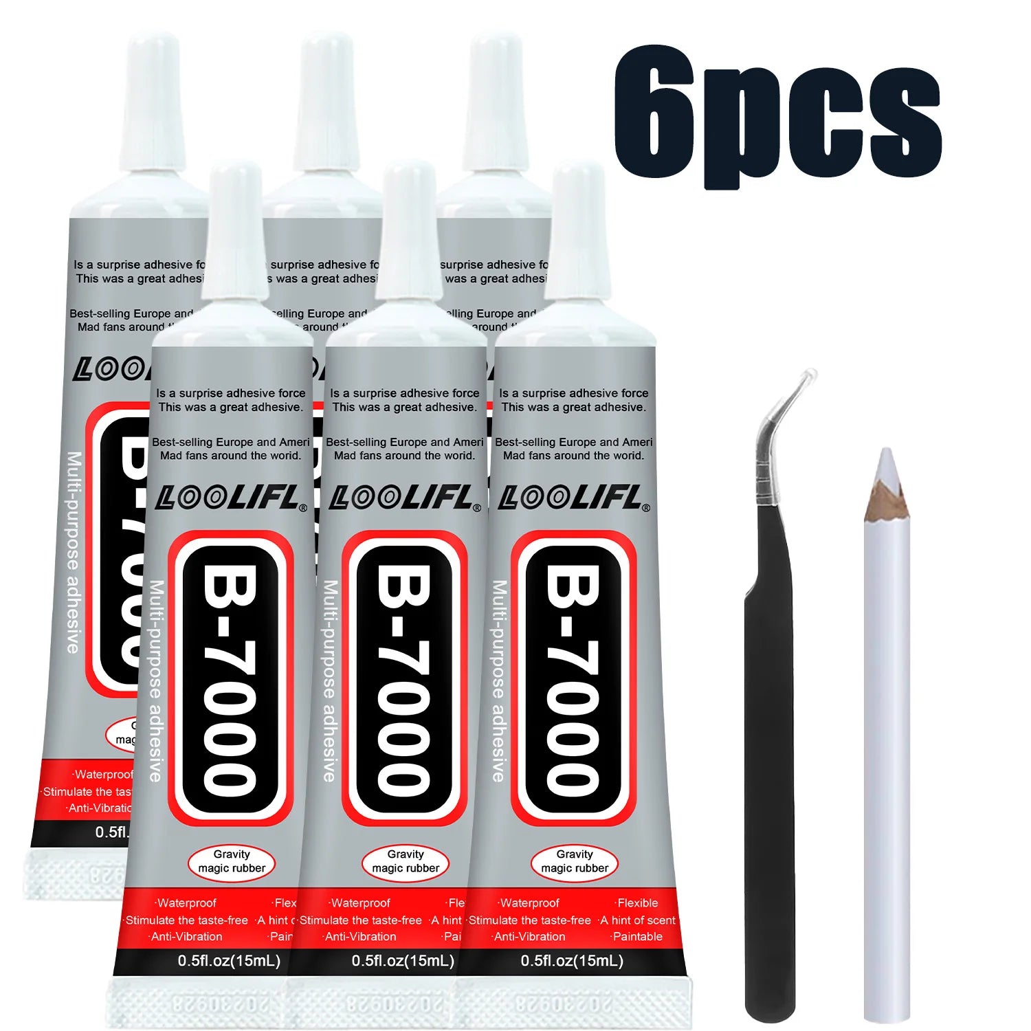 B-7000 Glue, 3/6 Pack, 15ml, Transparent Type, B7000 High Viscosity Glue, Can Be Used for Clothing/Shoes/Fabric/Screen Phones/Repair/Water Crafts/Jewelry Bonding Chronic Soft Gel