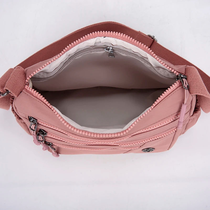 Anti Theft Organized Pockets Women Nylon Crossbody Bag Lightweight Waterproof Oxford Large Capacity Travel Commute Satchel