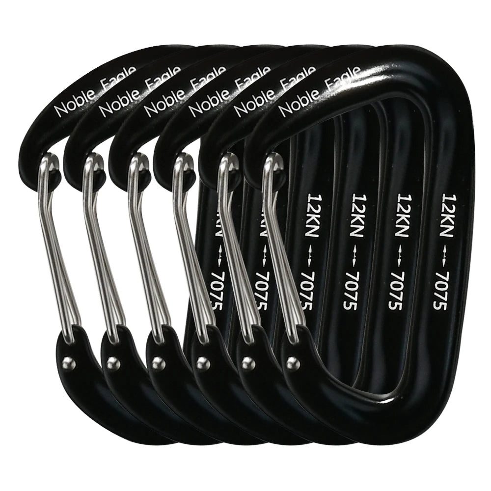 6PCS 12kN Tactical Carabiners Clips Set Heavy Duty Non-Locking Belt Hook For Bags Outdoor Hammock Climbing Accessories
