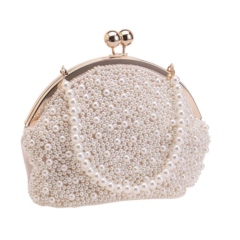 Luxury Pearl Evening Hand Bag Women Handmade Beading Banquet Handbag Bridal Wedding Dinner Party Day Clutch Phone Wallet