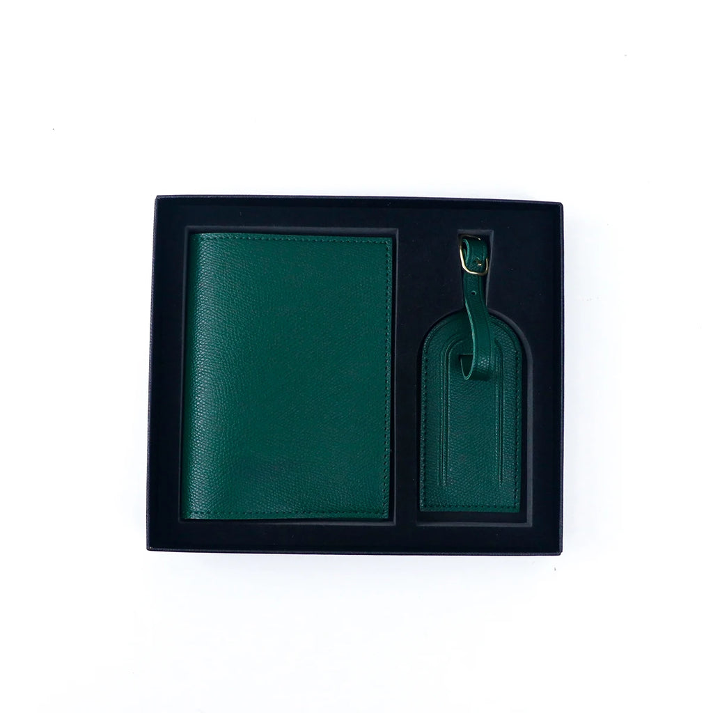 Customized name pu leather travel passport holder and luggage anti-loss label with essential travel gift box