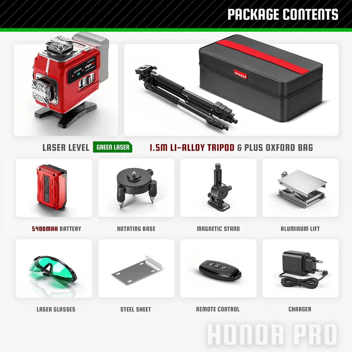 4D Cross 16 Line Green Self Level Laser Level for DIY Countertop Tile Baseboard Install Whole Room Alignment Home Remodel Work