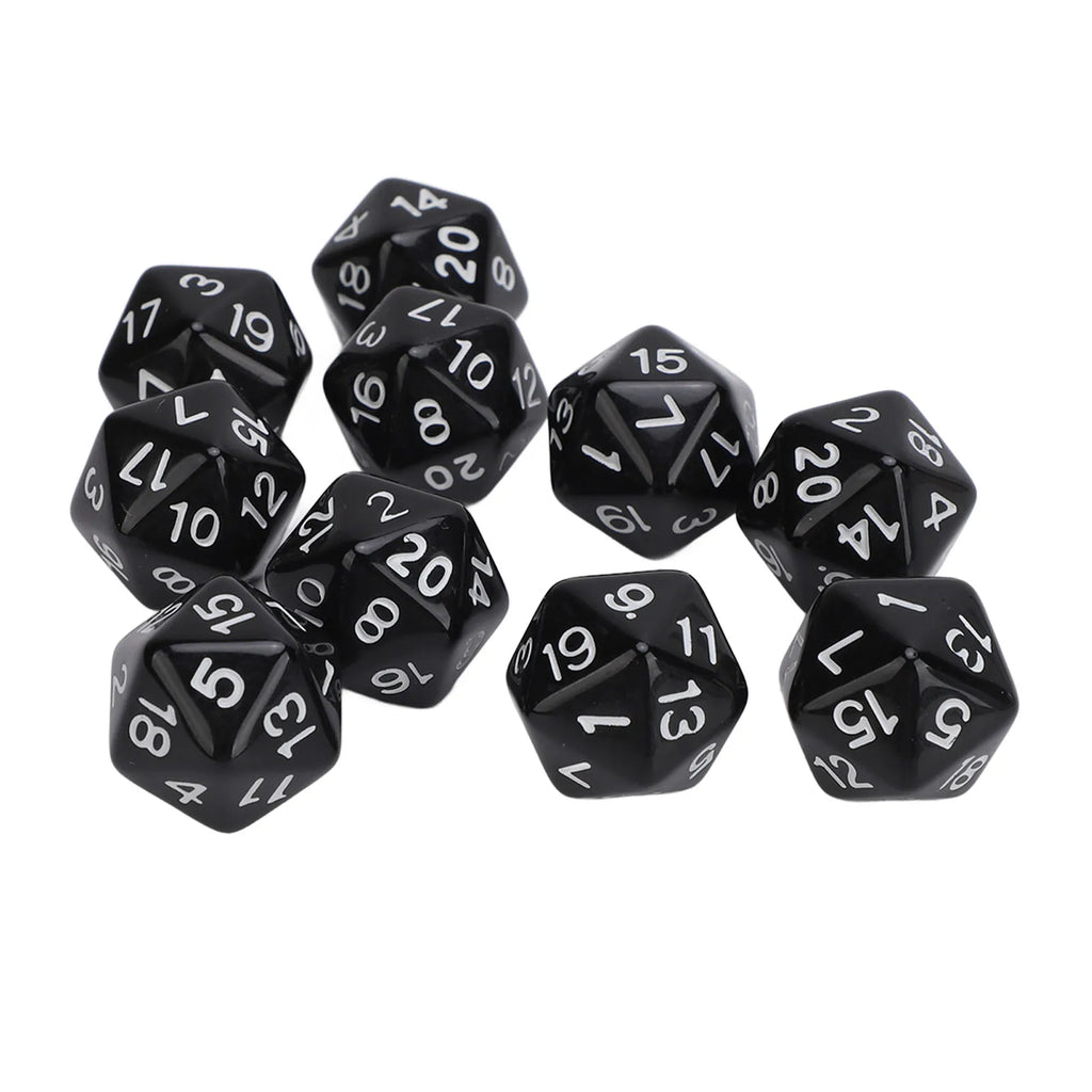 10PCS Polyhedral Dice Set Plastic Lightweight 20 Sided Dice for Role Playing Table Games Polyhedral Dice 1-20 Number