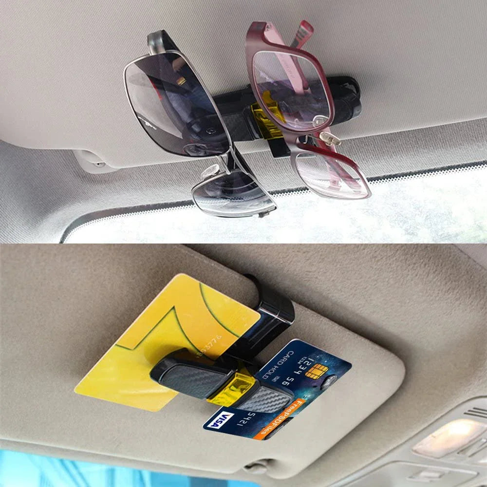 Car Sunglasses Frame Carbon Fiber Bills Glasses Clip Multi Function In Car Creative Eye Box Card Double Headed Clip On Board