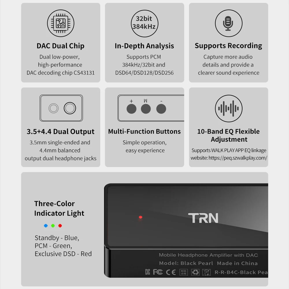 TRN Black Pearl DAC Hi-Fi DAC/Amp Chip Earphone Amplifier