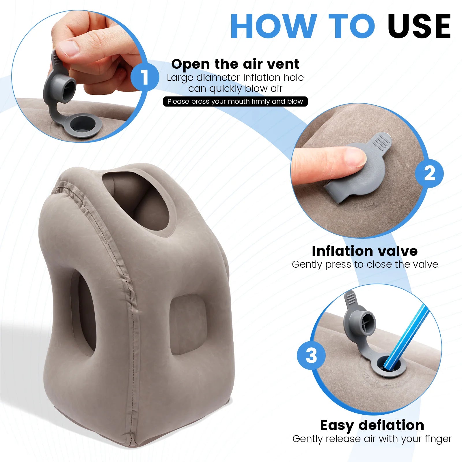Inflatable Travel Pillows Neck And Head Chin Sleeping Support Cushions for Airplane Plane Car Office Rest Pillows Napping