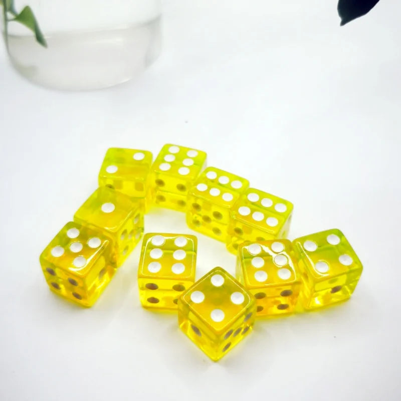 10Pcs Liquid Colored Square Dice 6 Sided D6 Dice Set 6 Faces 16mm Casino Game Dice With Square Edges Dice For Pub Board Game