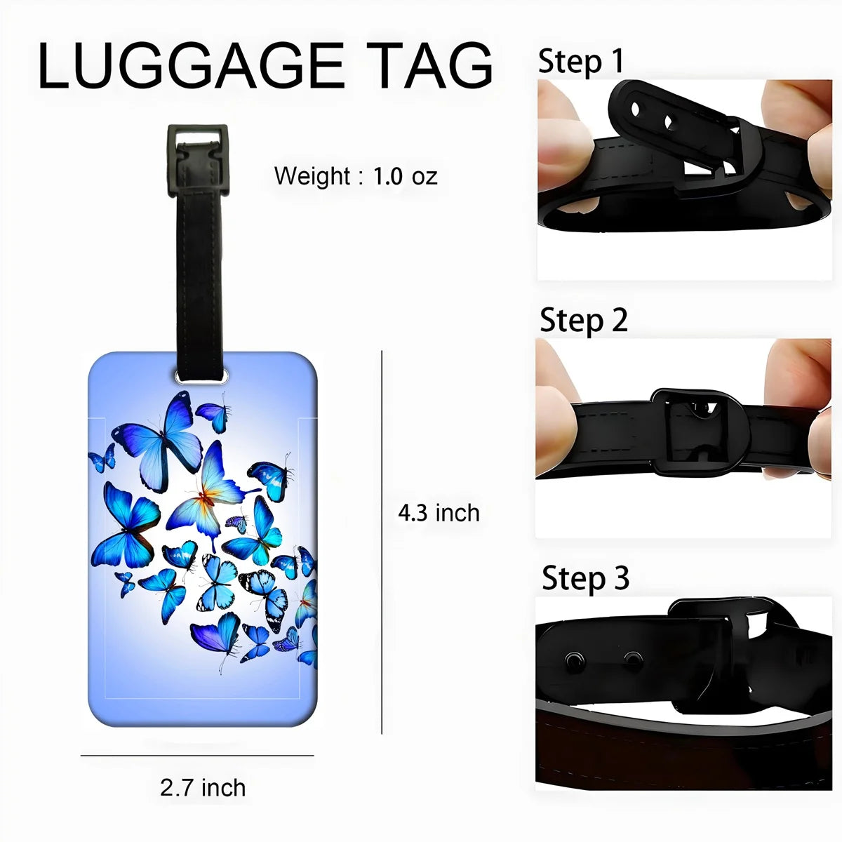 HOT SALE Butterfly Business Luggage Tag Suitcase Address Label Luggage Boarding Case Label Name ID Address Clip