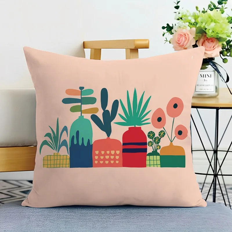 Creative Geometric Double-sided Printed pillow cover Short plush Suitable living rooms bedrooms sofas throw cushion cover