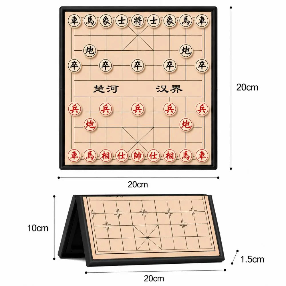 Portable Foldable Xiangqi Educational Strategy Chess Puzzle Game Learning Board Game Set Office