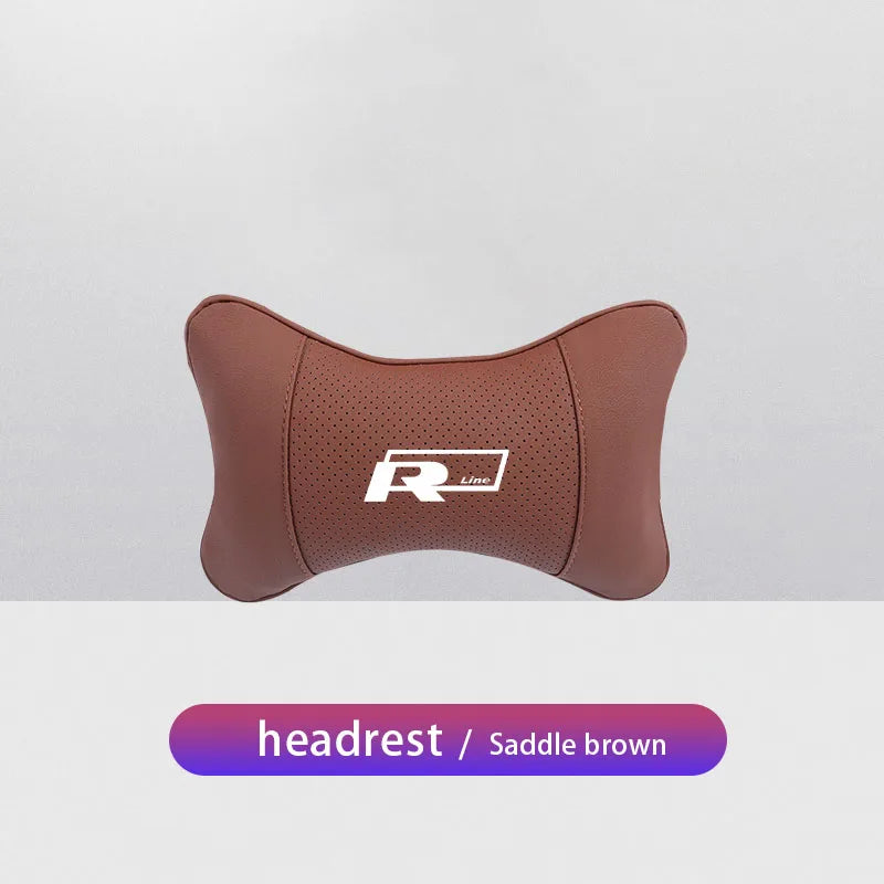 Keychain Leather Car Seat Headrest Memory Foam Comfort Neck Pillow Auto Interiors For Volkswagen VW T5 ID3 Tiguan GTI RLine Golf