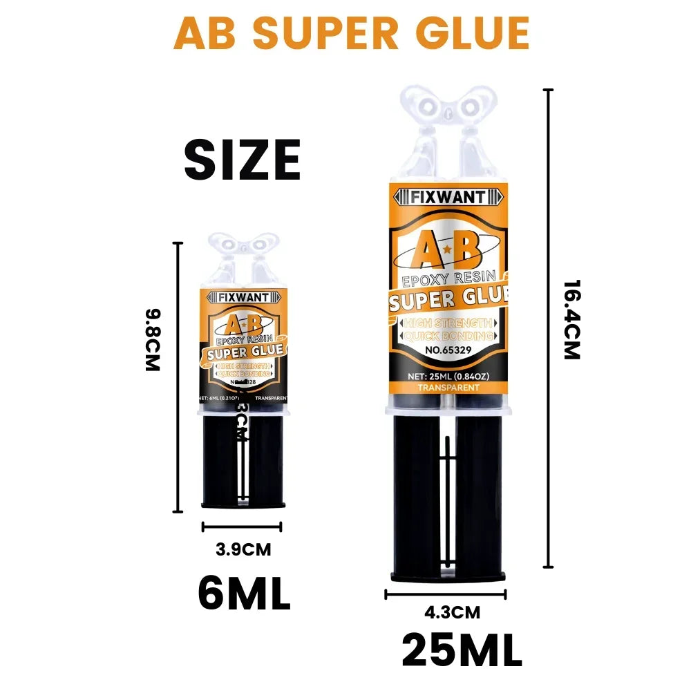 AB Epoxy Glue High Temp Resistant | Metal Stainless Steel Glass Repair | Cold Welding Adhesive | 6ml 25ml Tube
