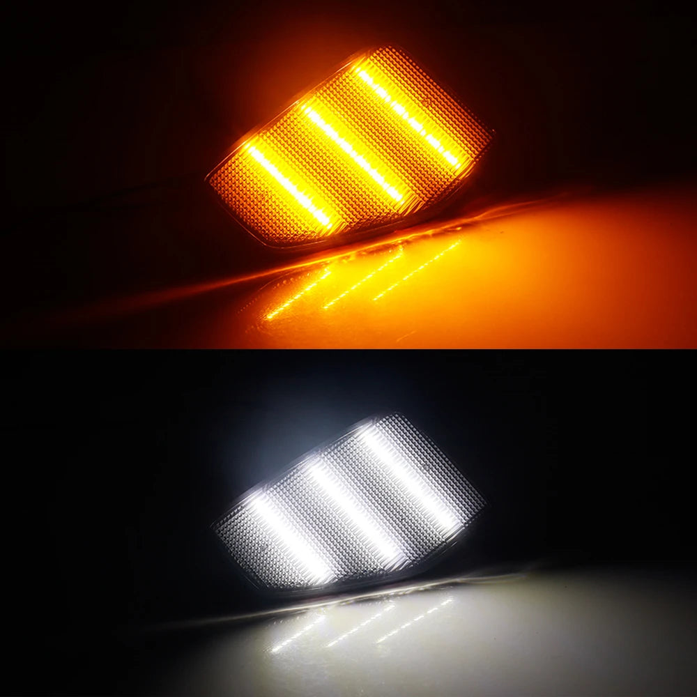 2pcs Smoked/clear Full LED Amber/white Front Side Marker Lights For 05/06-10 Hummer H3/09-10 H3T