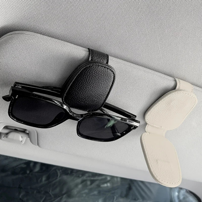 1pc Universal Car Sun Visor Glasses Clip, PVC Material, Auto Eyeglasses Holder, Vehicle Interior Accessories, Eyewear Storage Br