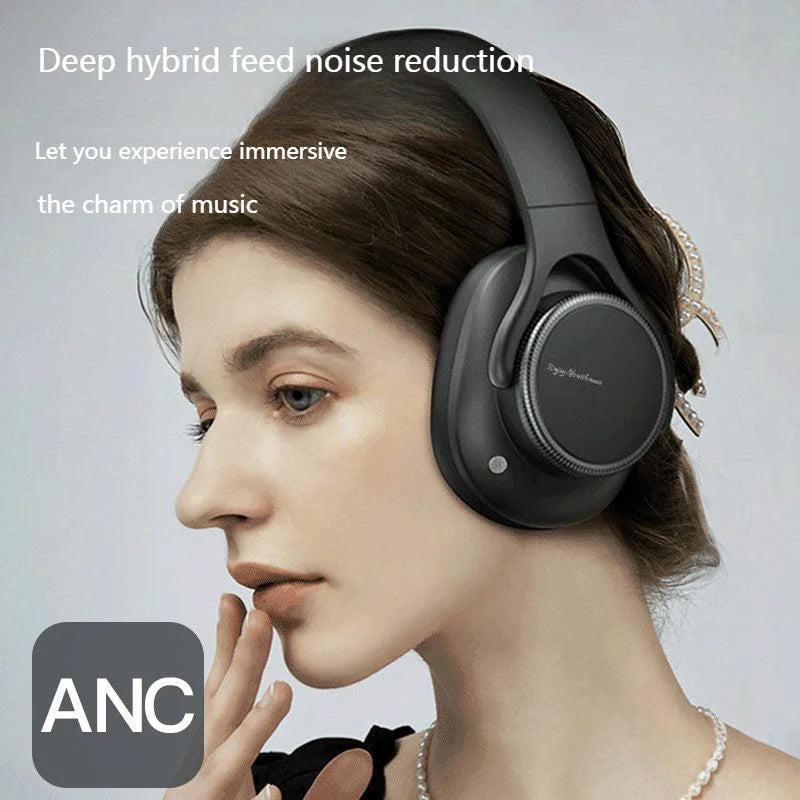 Rotary Volume Knob ANC Active Noise Cancelling Over-Ear Wireless Bluetooth6.0 Headphones Head Mounted Foldable Headset With Mic