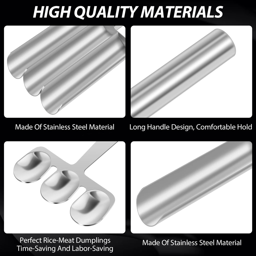 Stainless steel meatball spoon fish ball shrimp slip mold triple meatball machine creative meatball making tool kitchen cooking