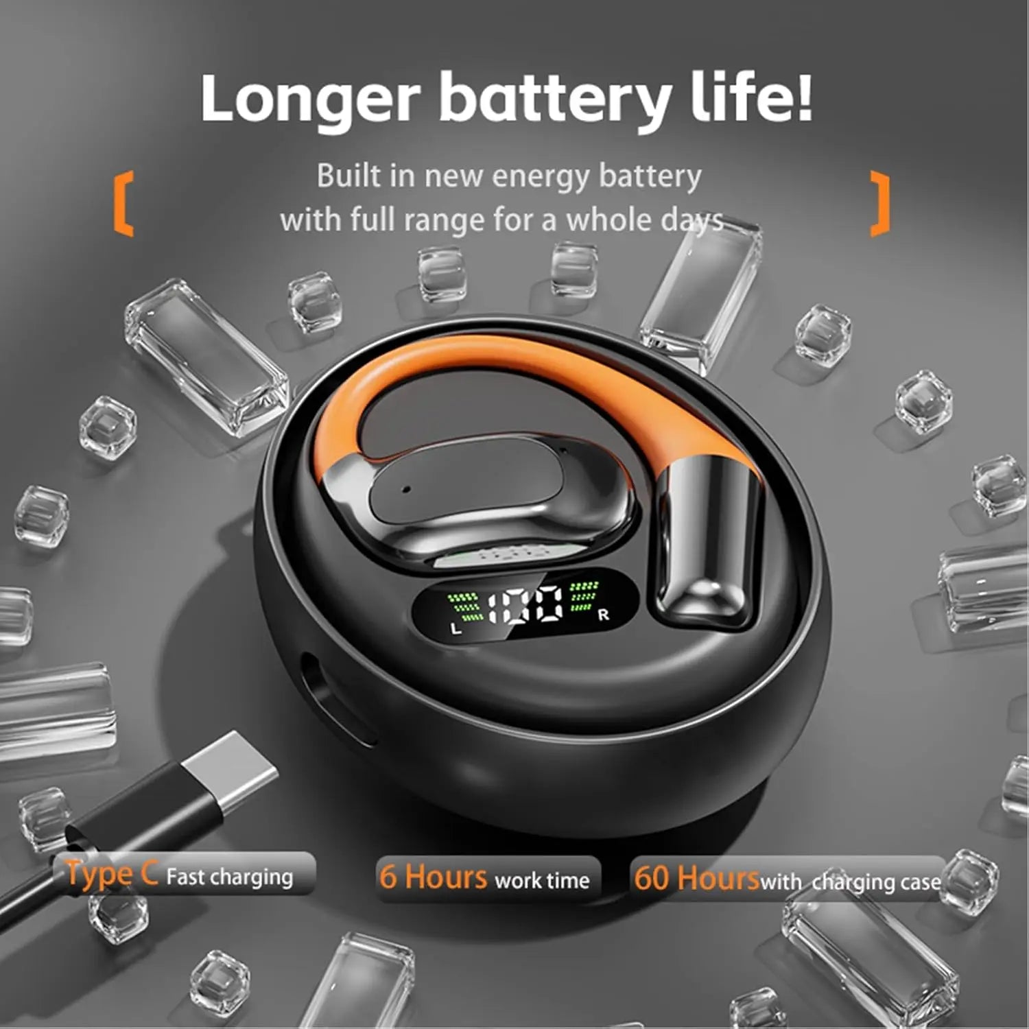 AI Translator Clip-on Headphones 144 Languages Real Time Two-Way Translation Earphones Stereo Sound Wireless Bluetooth Headsets