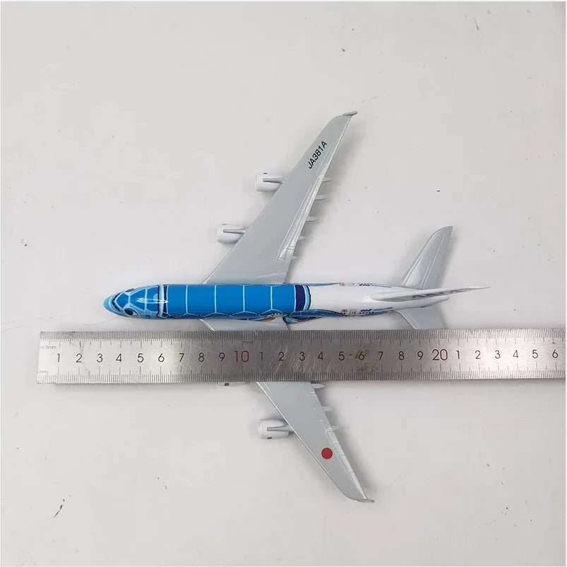 20cm Air Japan ANA Airlines Airplane Model Toy Green Cartoon Sea Turtle Airbus 380 A380 Airways Metal Alloy Diecast Airplane