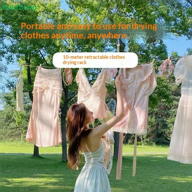 1PC 8M Retractable Travel Clothesline Laundry Drying Rope Windproof Anti Slip Outdoor Clothesline For Hotel Camping Accessories