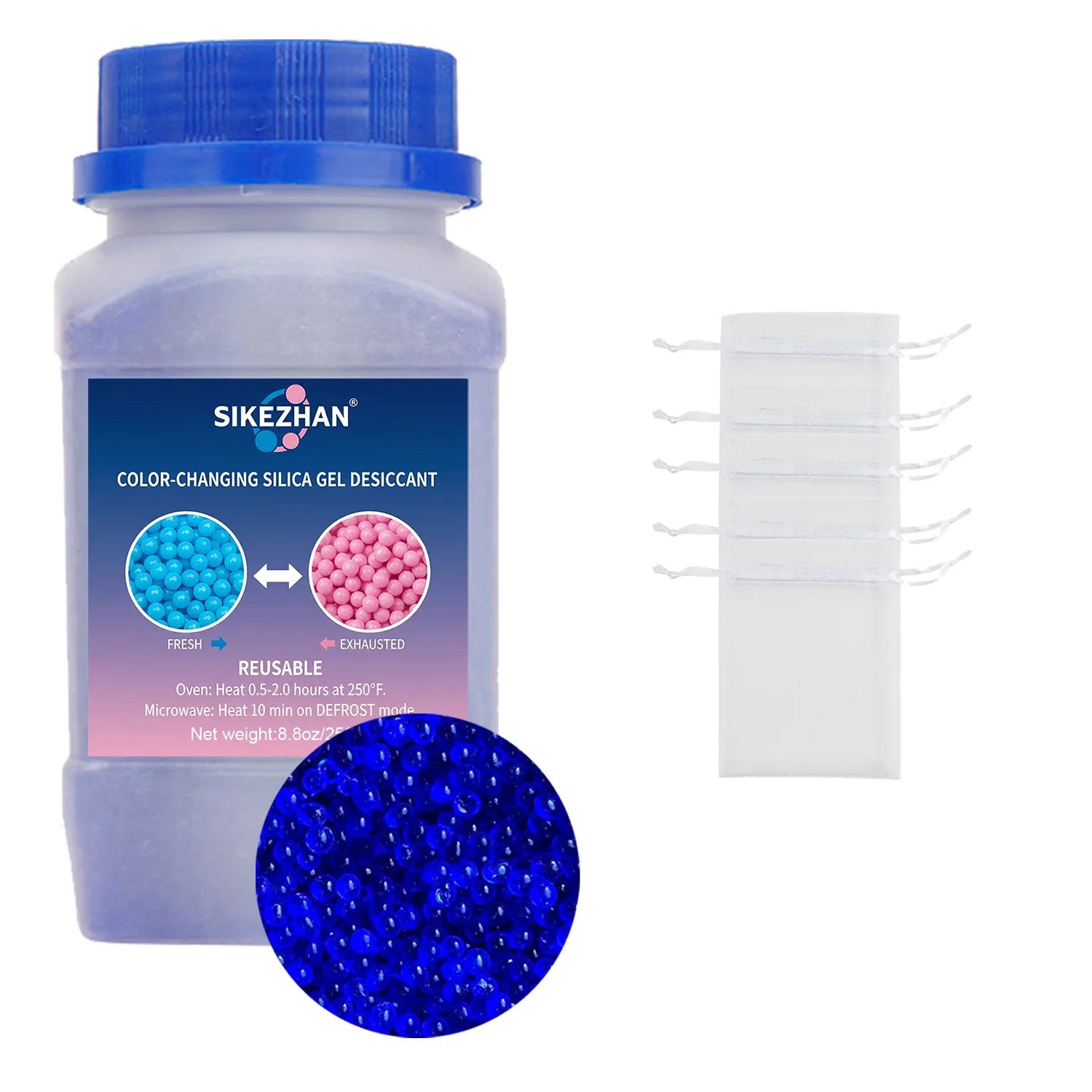 Reusable Silica Gel Desiccant Beads Orange Blue Indicating Moisture Absorber Dehumidifier For3D Printer Electronics Jewelry3-5mm