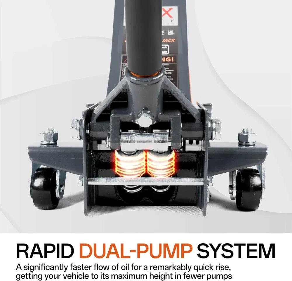 3-Ton Low Profile Hydraulic Floor Jack with Dual Pistons Quick Lift Pump for Car Maintenance (Random Color)
