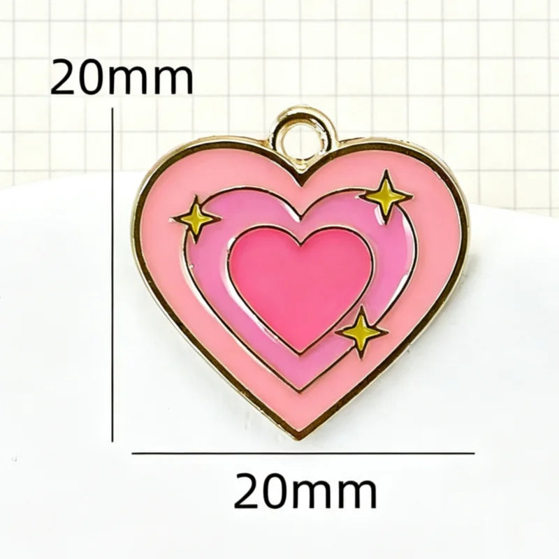 10pcs Pink Heartbeat Love DIY Jewelry Accessories Pendant Pendant Necklace Bracelet Hair Accessories Keychain Valentine's Day Al