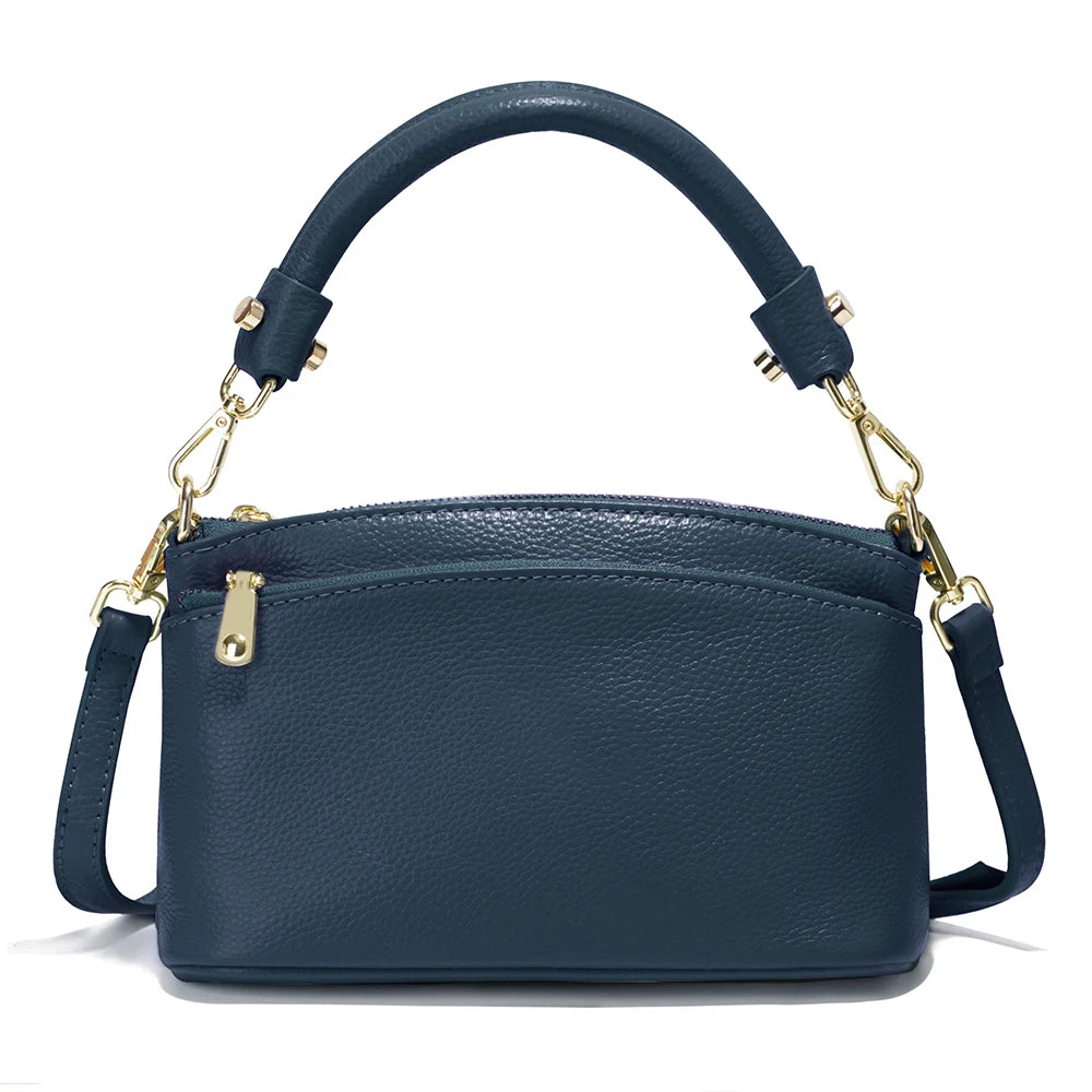 Zency Women Blue Red Bag Soft Genuine Leather Zipper Cowhide Leather Shoulder Bag Ladies Crossbody Small Handbag Satchels Sac