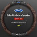 For Ford Mondeo Focus Raptor Puma Edge Explorer Ecosport Ranger F150 Kuga Car AntiSlip Carbon Fiber Leather Steering Wheel Cover