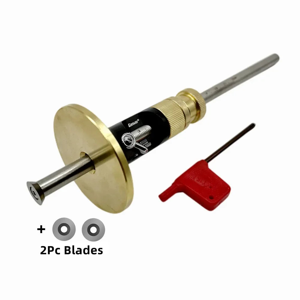 Wheel Marking Gauge Woodworking Scriber Kit with 10 Replacement Cutters Solid Metal Bar Wood Scribe Tool for Carpenter