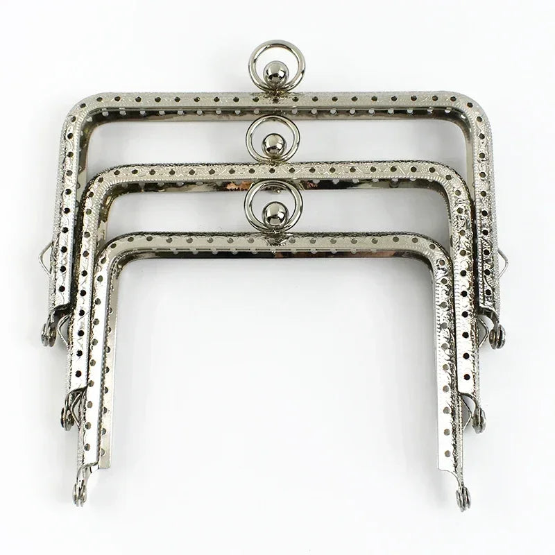 2/5Pcs Deepeel 11/12/13cm Embossed Metal Bag Handles Square Purse Frame Kiss Clasp wallet Brackets DIY Handmade Accessories