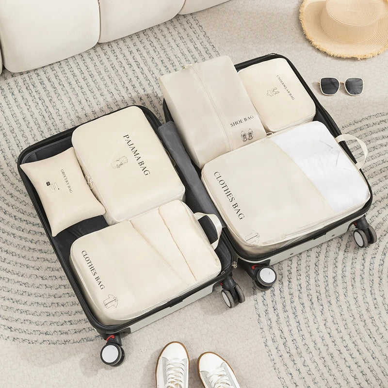 Travel Multi-Piece Set, Simple Cosmetics Bag, Travel Portable Large-Capacity Storage, Waterproof, Moisture-Proof, Dirt-Resistant, Easy-Care Storage Set, Compressed, Space-Saving, Easy-To-Use Clothing Cosmetics Bag, Intimates