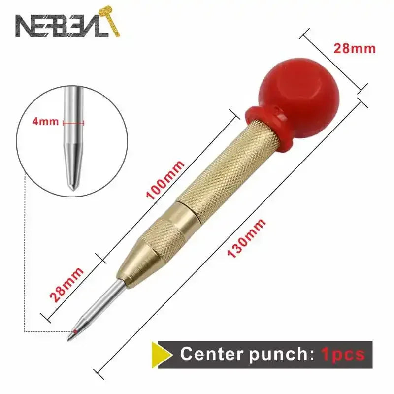 Automatic Center Pin Punch Spring Loaded Marking Starting Holes Machinists and Carpenters Wood Press Dent Marker Tool Drill Bit