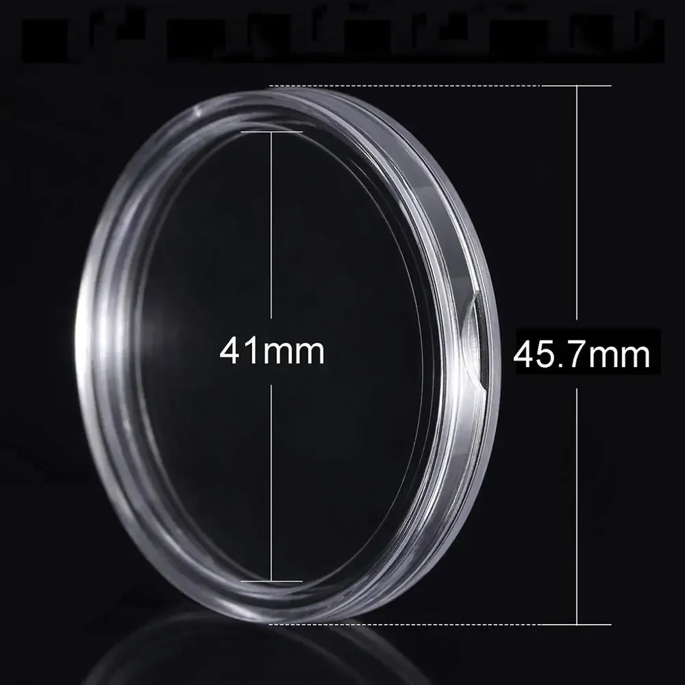 60Pcs Transparent Coin Capsules with Black Foam Gaskets and Organizer Box for 21mm/26mm/31mm/36mm/41mm Coins Collection Supplies