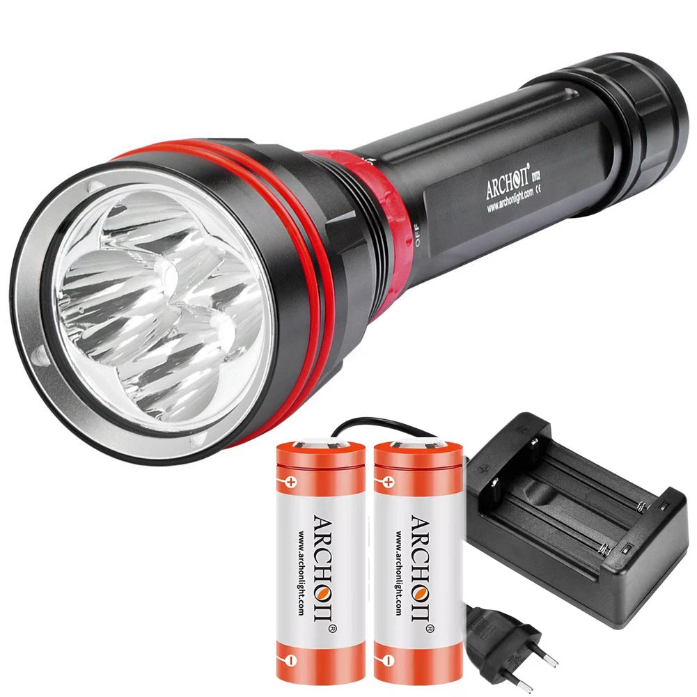 ARCHON DY02 Professional Diving Flashlight White/Yellow 4*Cree LEDs Scuba Diving 4000 Lumens Torch for Underwater Exploration