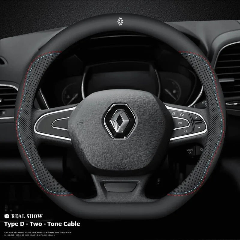 Car Steering-Wheels Cover 38cm Leather For Renault Clio Fluence Megane Laguna Talisman Captur Kadjar Kaptur Koleos Scenic Espace