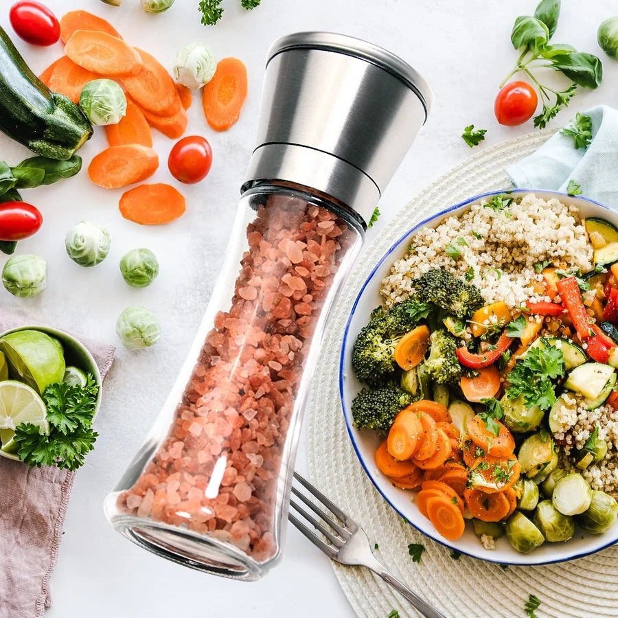 180/200ML Stainless Steel Glass Pepper Grinder Manual Salt Pepper Mill Kitchen Gadget Spice Bottle Grinder Mill Household Tool