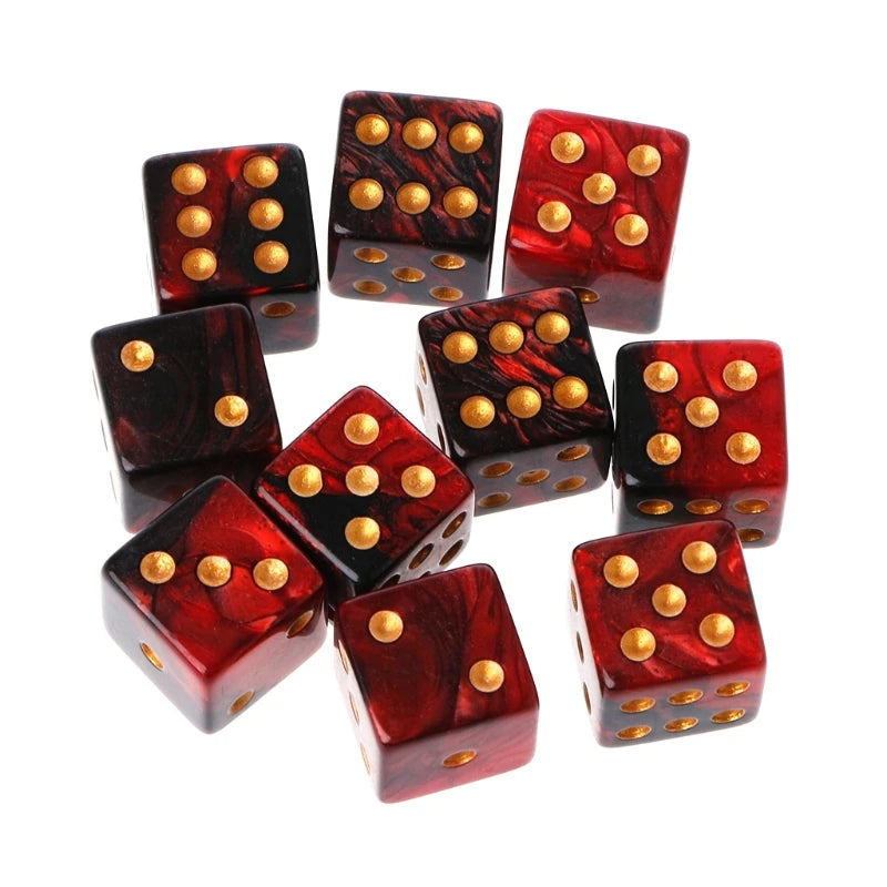 10Pcs 15mm Multicolor Acrylic Cube Dice Set Six Sides Portable Table Games Toy