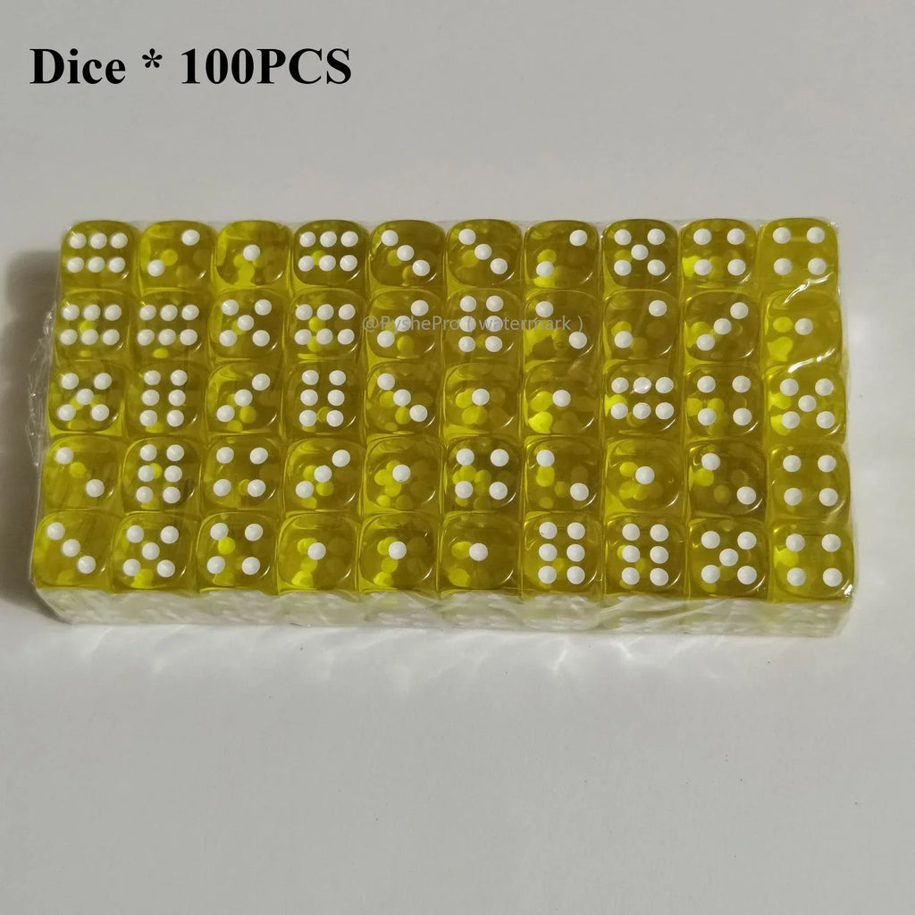 100 Pieces Colored Dices 14mm 6 Sided with Acrylic Material Standard Game Dice Set for Board Games Parties Classroom Math Dice