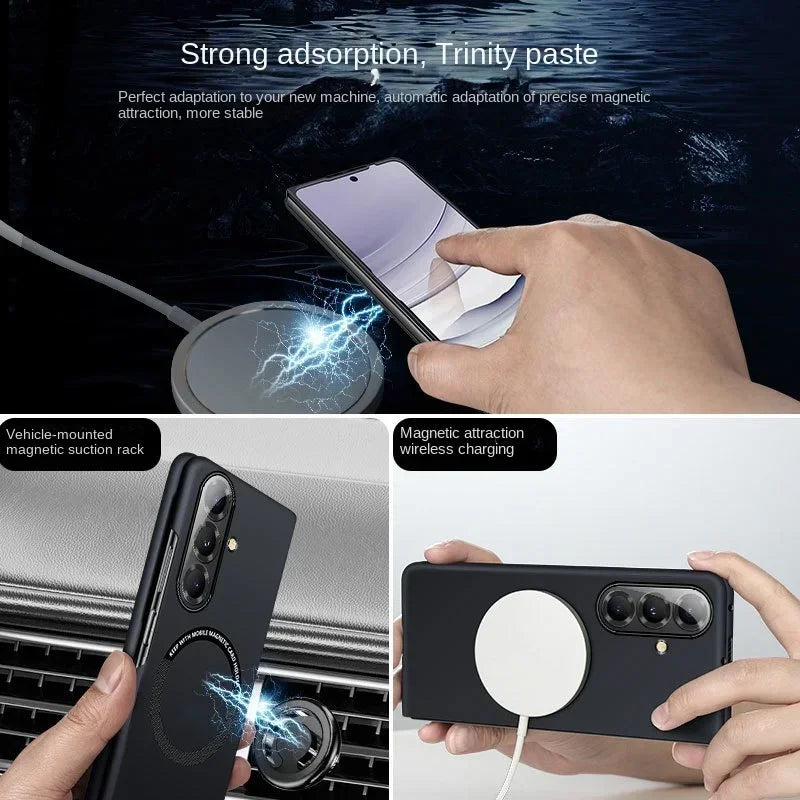 Ultra Slim Skin Feel Frosted Magnetic Case for Samsung Galaxy Z Fold 8 Ultra 7 6 5 4 3 for Magsafe Hard PC Shockproof Back Cover