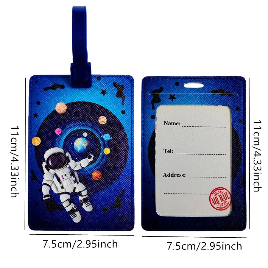 Creative Astronaut Luggage Tag Travel Accessories PU Suitcase ID Addres Holder Baggage Boarding Tag High Quality Portable Label