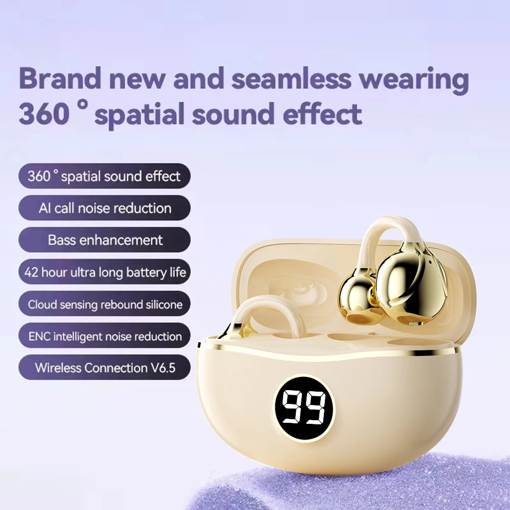 Origin Free Clip 3D Stereo Sound Bluetooth Headphones Open Ear Earphone Ear Clip OWS Sport Wireless Headset TWS Earclip Earbuds