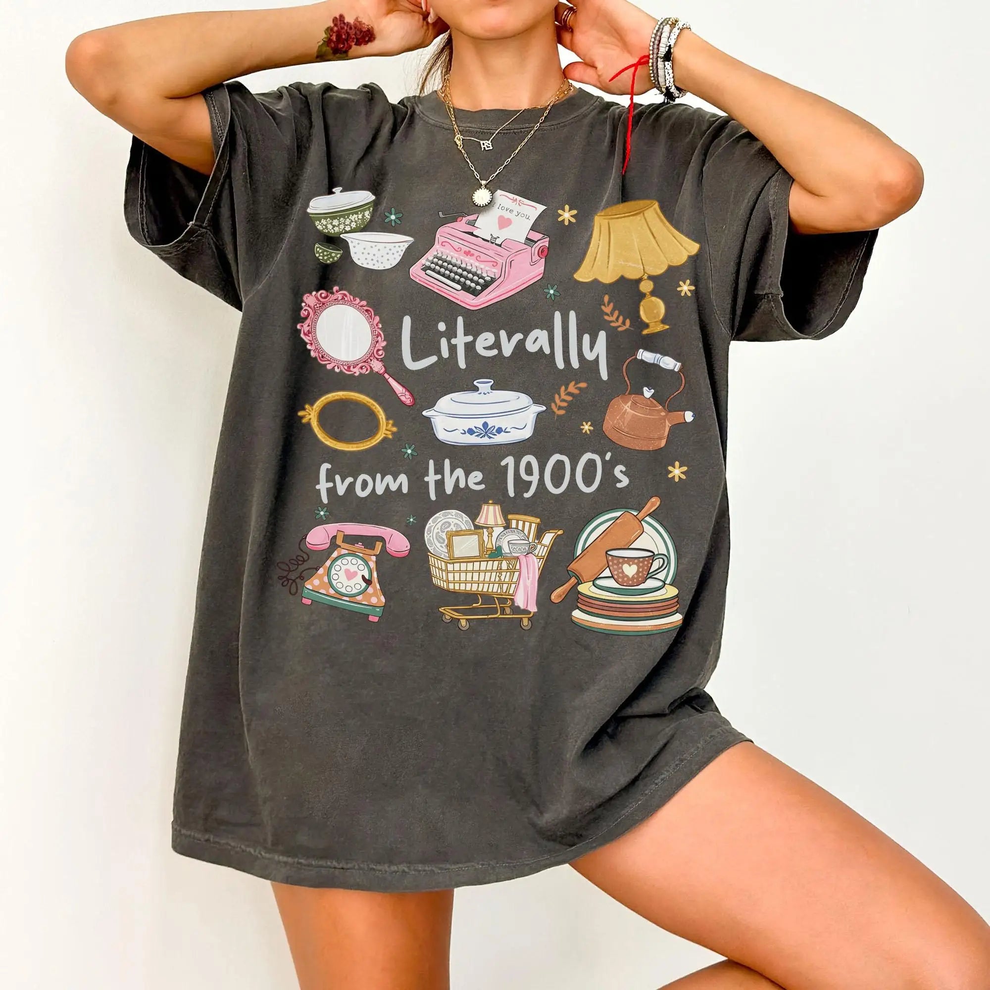 Plus Size Summer Women's Vintage Literally From The 1900s T-Shirt Cotton Breathable Stylish Versatile Street Style Oversized