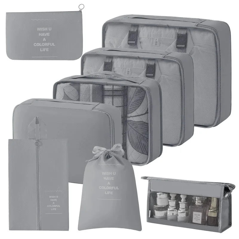 Travel Storage Bags Set 7/8/9/10-Piece Digital Toiletries Organizer Suitcase Packing Cubes for Clothes Shoes Clothes Tidy Pouch