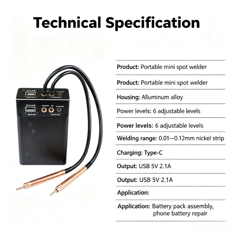 Portable Built-in Spot Welder Adjustable Power Mini Spot Welding Kit for DIY 18650 Lithium Nickel Strip Assembly