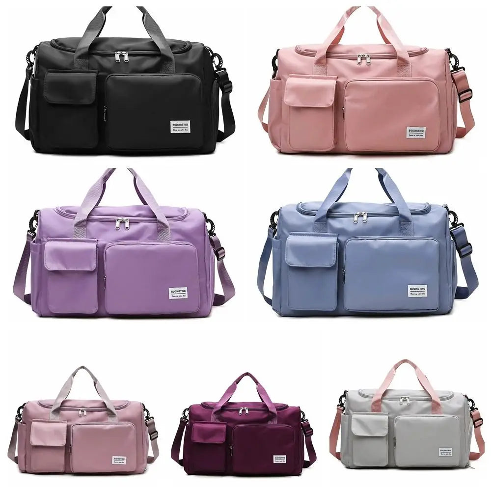 Oxford Travel Luggage Bag Sturdy Foldable Nylon Duffle Bag Multi-functional Solid Color Large Capacity Handbag Ladies