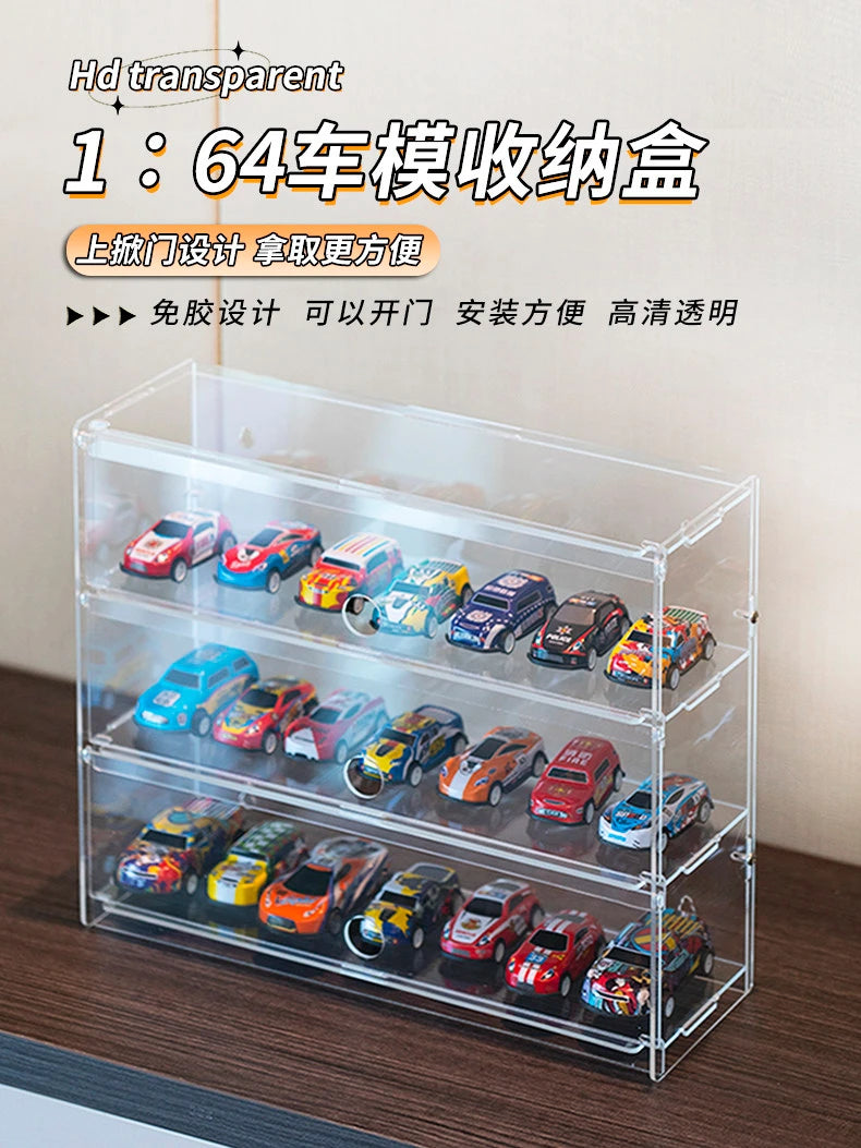 Clear Acrylic Multi-layer Tier Display Case with Door Storage Box for Model Cars Building Blocks Figures Collectibles