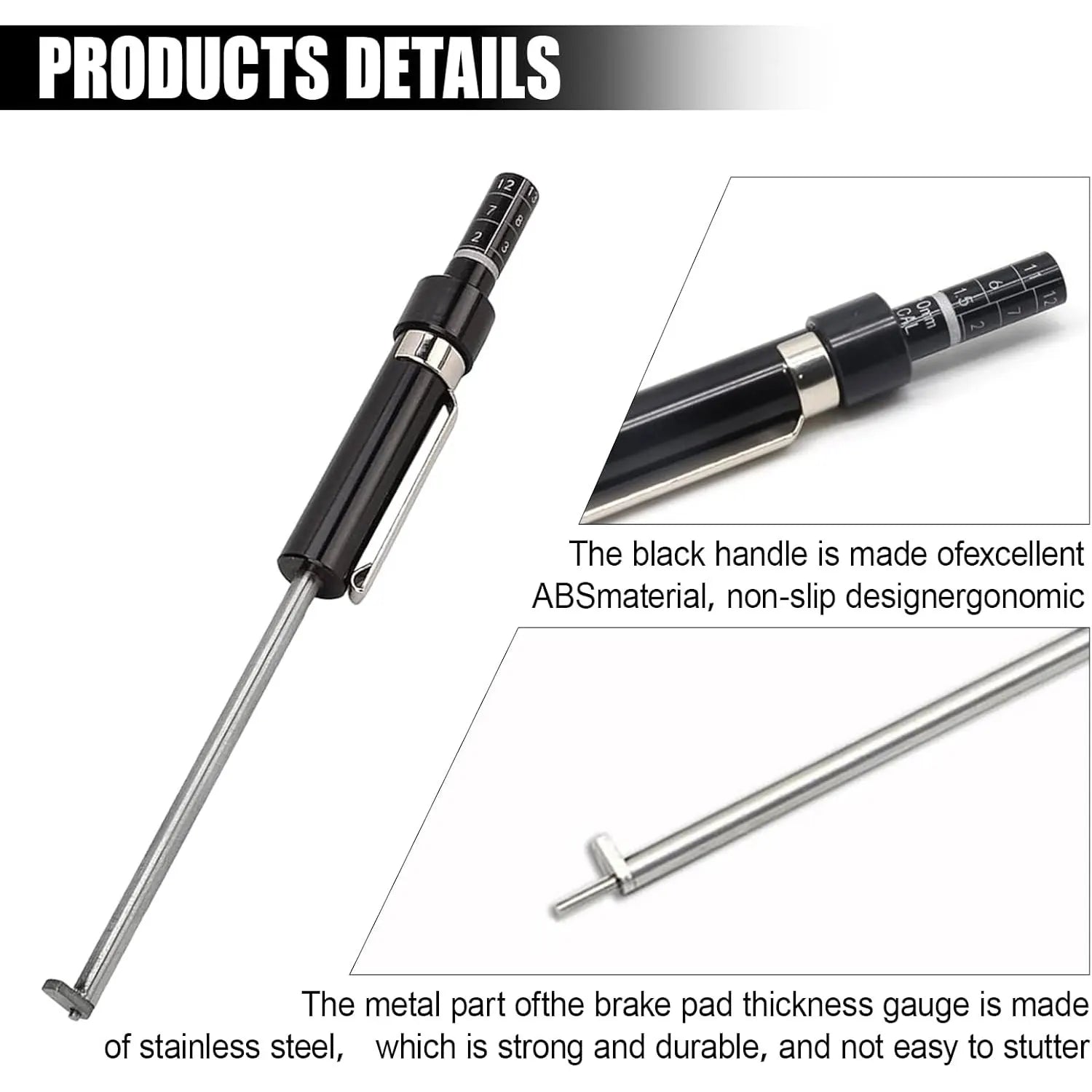 1PCS Brake Pad Measuring Gauge Brake Pad Scale Brake Pad Detection Pen Brake Pad Test Special Tool For Car Tire