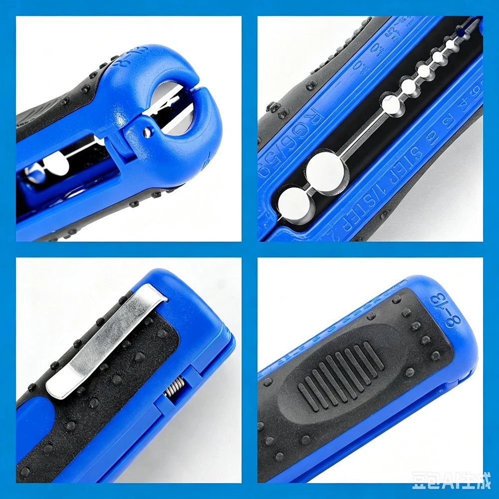 Multifunctional Wire Stripper & Cutter, Portable Pen Clip Design with Anti-Skid Handle for Electrical & Network Cables