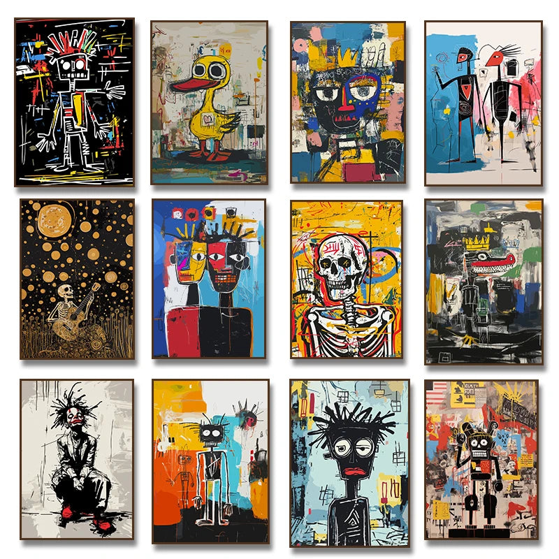 Abstract Figure Portraits Crocodile King Skull Graffiti Art Poster Canvas Painting Print for Living Room Home Decor Cuadros
